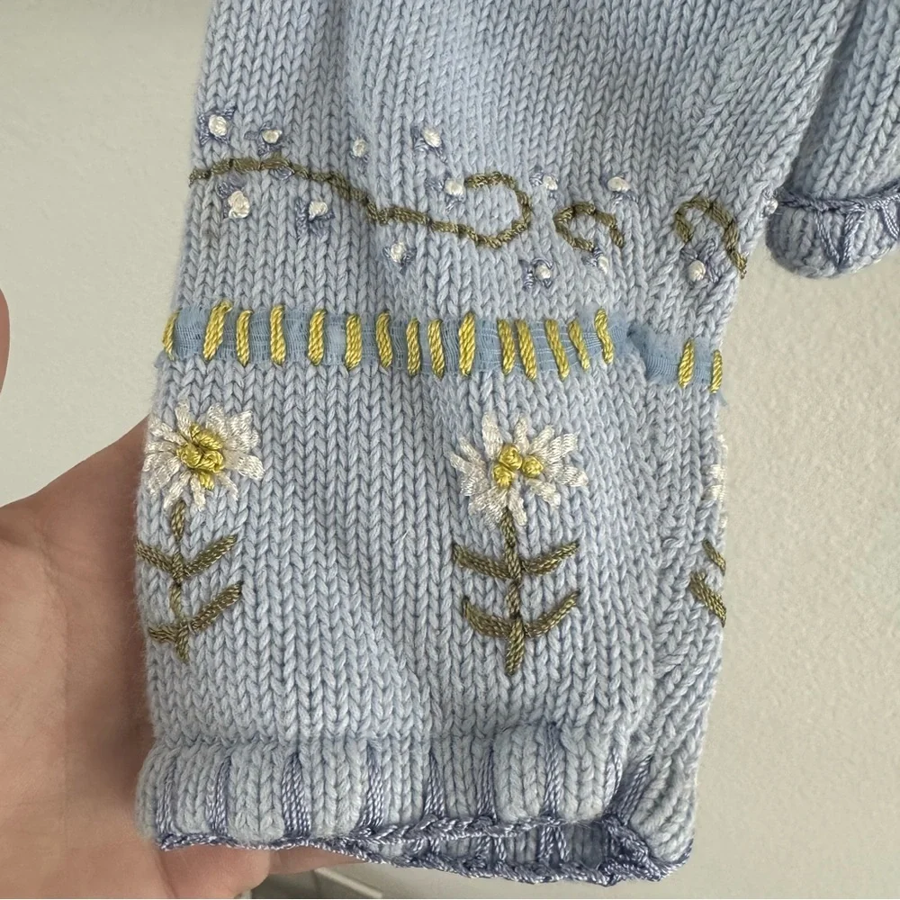 Vintage Women’s Deane & White Embroidered Floral Cardigan Button Front Sweater - Picture 4 of 7
